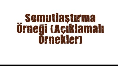 Somutlaştırma Örneği (Açıklamalı Örnekler)