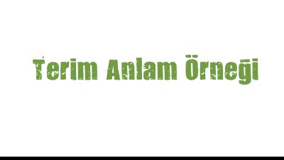 Terim Anlam Örneği