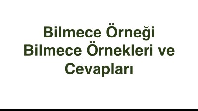 Bilmece Örneği Bilmece Örnekleri ve Cevapları