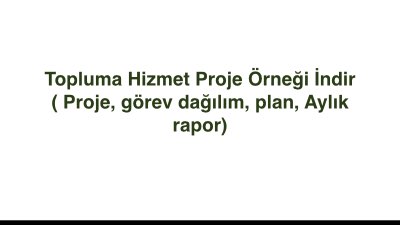 Topluma Hizmet Proje Örneği İndir ( Proje, görev dağılım, plan, Aylık rapor)