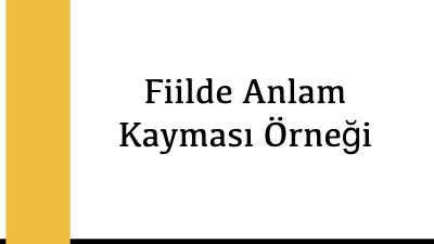 Fiilde Anlam Kayması Örneği