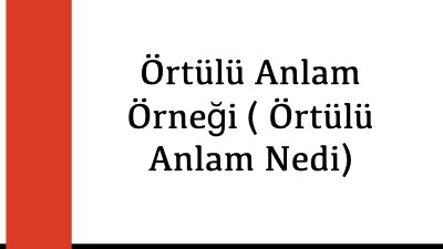 Örtülü Anlam Örneği ( Örtülü Anlam Nedi)